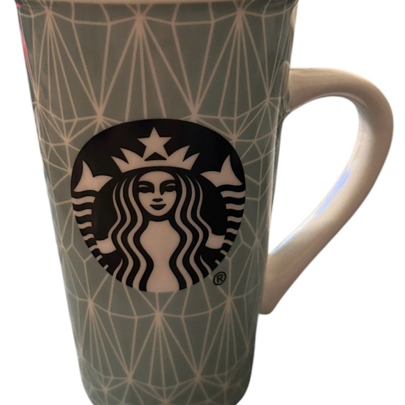 Starbucks Mermaid Logo Mint Green Geometric Mug 16 oz Grande – Rare & Excellent! - Picture 1 of 5